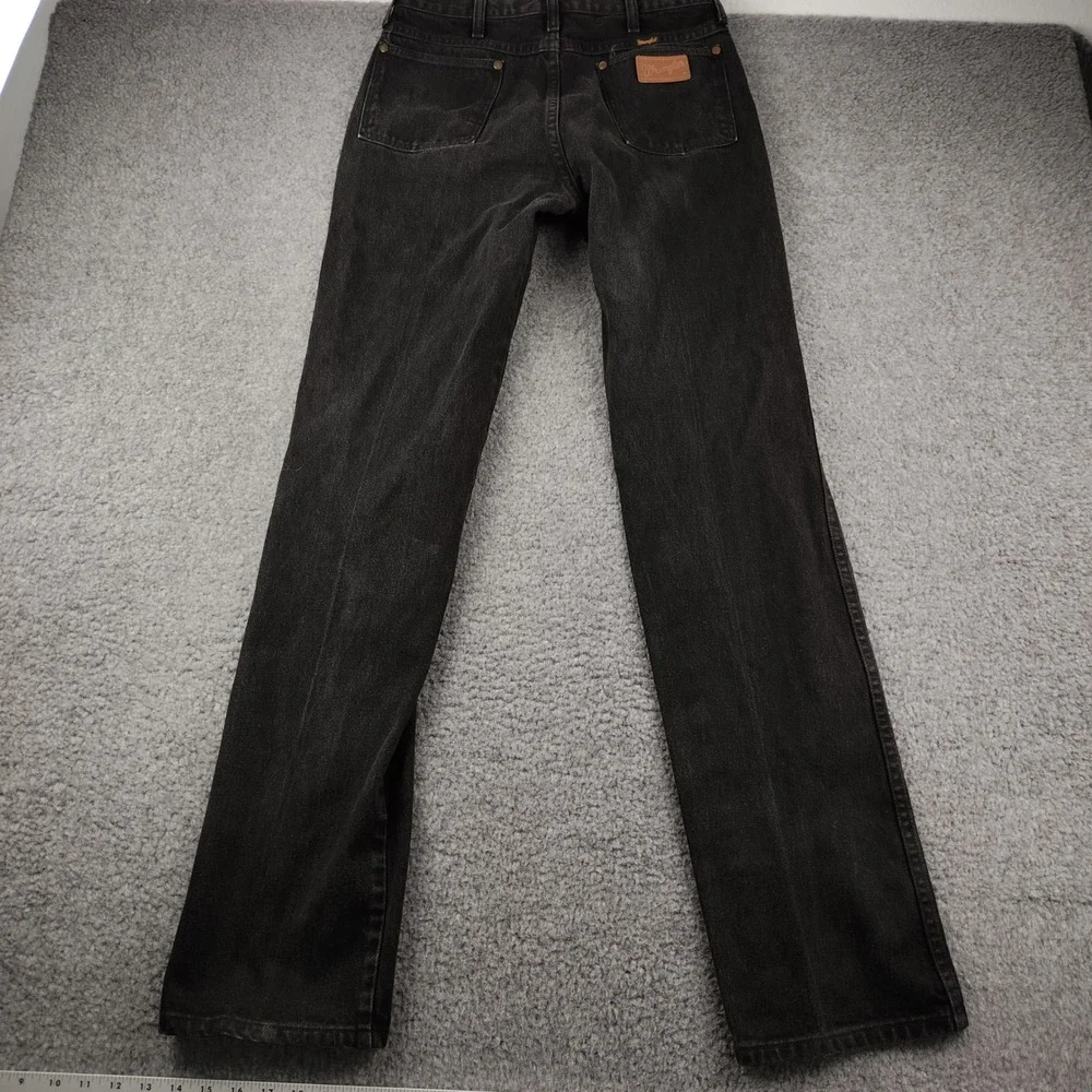 VTG Wrangler Jeans Mens 30x35 Cowboy Cut Black Straight Leg Denim Made in USA